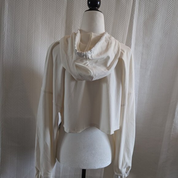 Zara LA Graphic Cropped Hoodie Off-White Cream & Black Size Large Streetwear - Picture 4 of 14